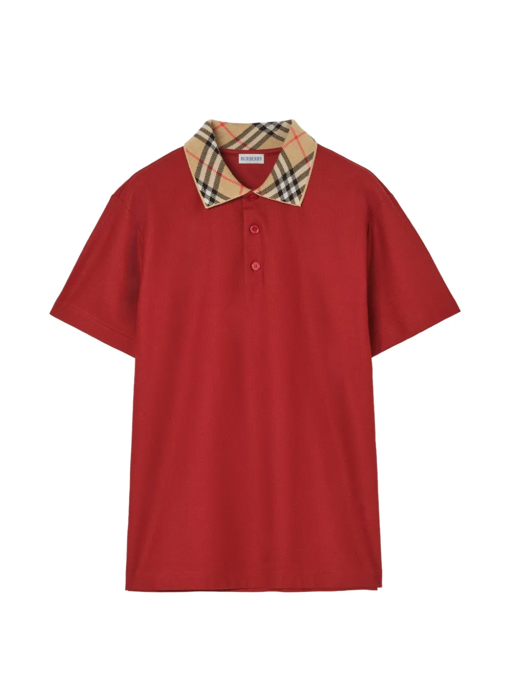 Burberry Polo in cotone con colletto Check - Rosso