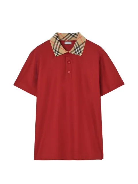 Burberry Check-collar cotton polo shirt