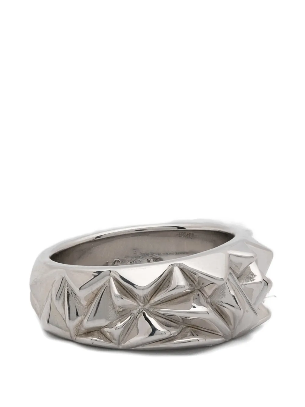 FERSERA geometric-engraved ring - Argento
