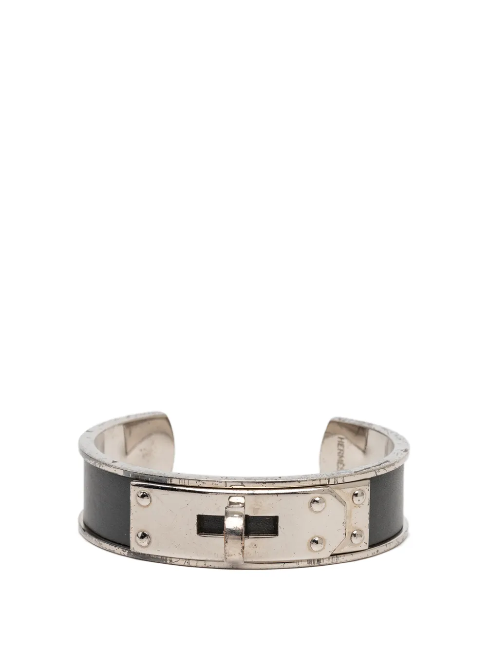 Hermès Pre-Owned 1990-2010 Leder- und Palladium-beschichtete Kelly Cuff Armspange - Schwarz