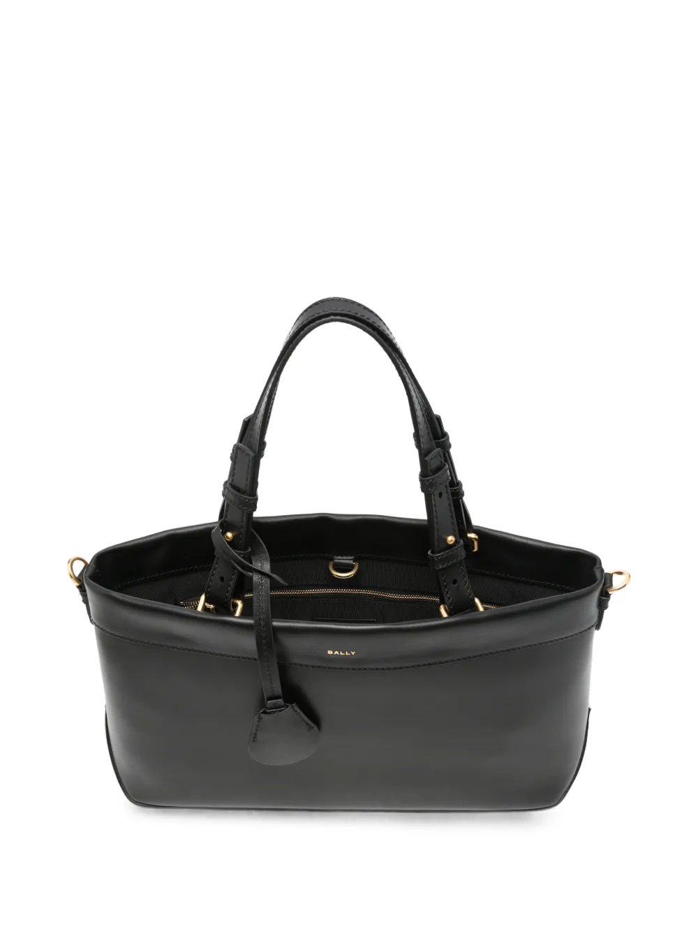Bally Leren shopper met logoprint Zwart