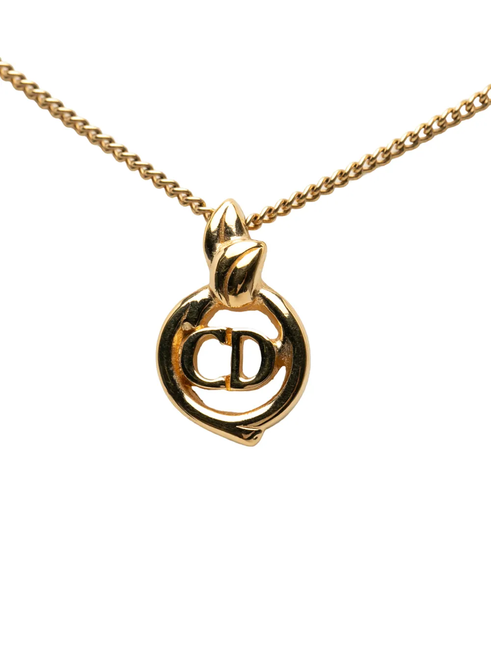 Christian Dior Pre-Owned 2000-2026 Gold Plated CD Logo Pendant Necklace costume necklace