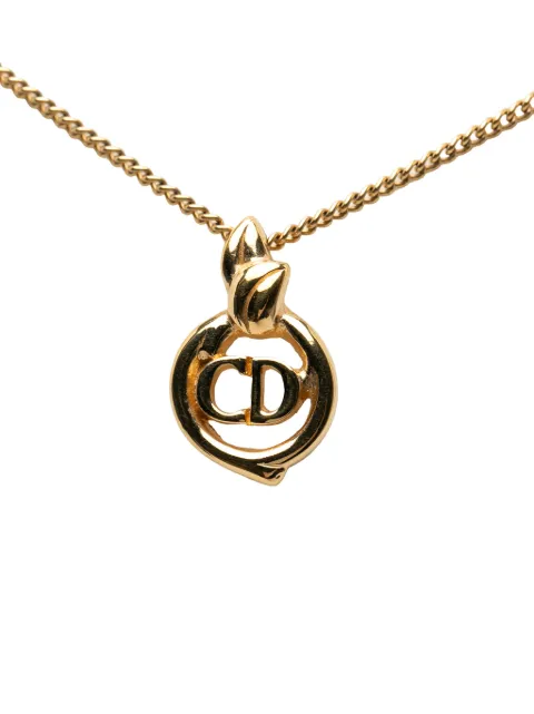 Christian Dior Pre-Owned 2000-2026 Gold Plated CD Logo Pendant Necklace costume necklace