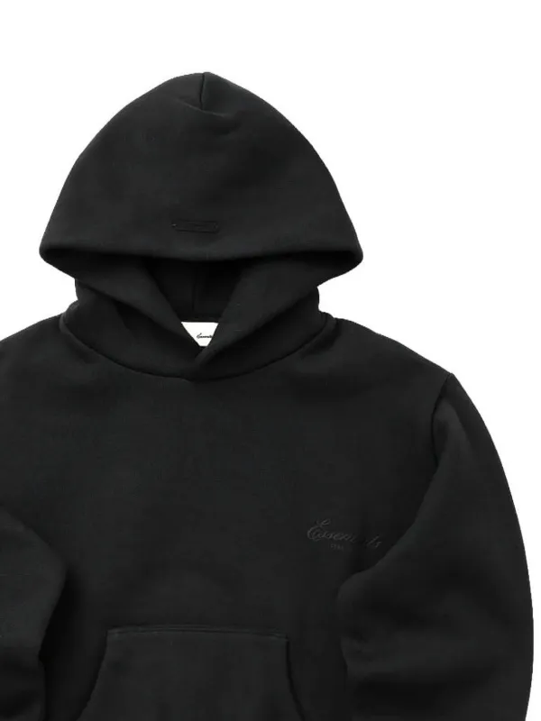 Fear Of God Essentials logo-print Cotton Hoodie | Black | FARFETCH RO