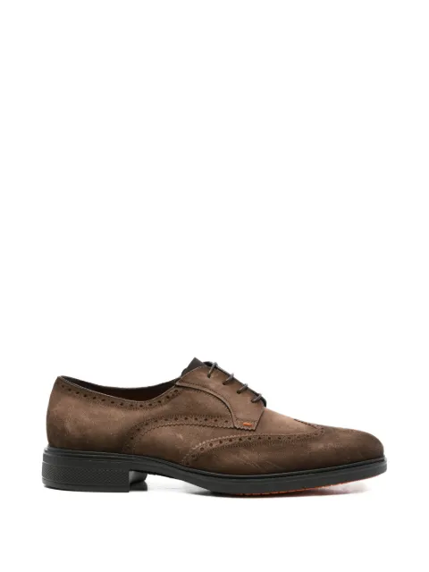 Santoni zapatos derby de ante con detalles de vestir