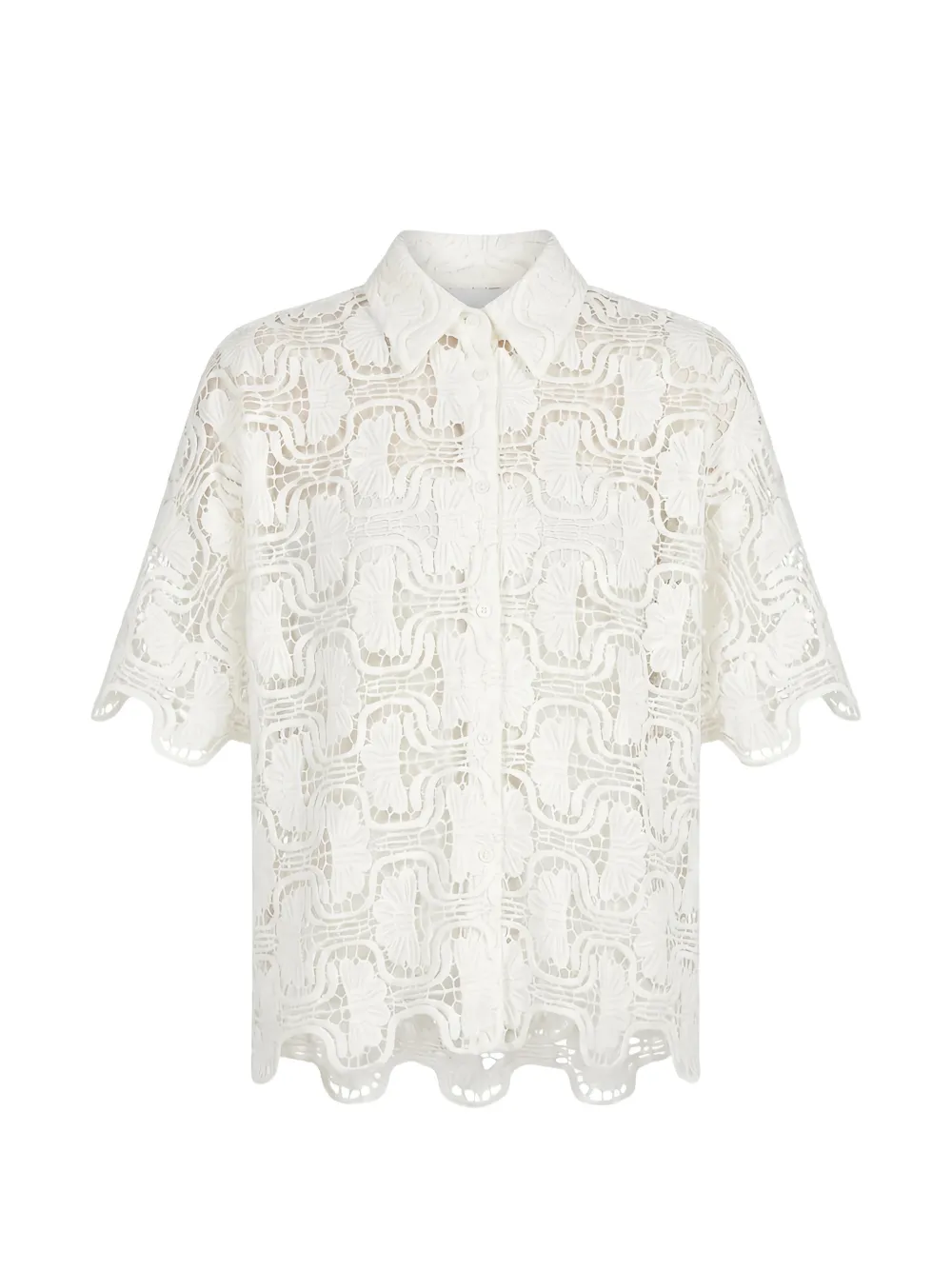 Meimeij Guipure-lace Scalloped Shirt In White