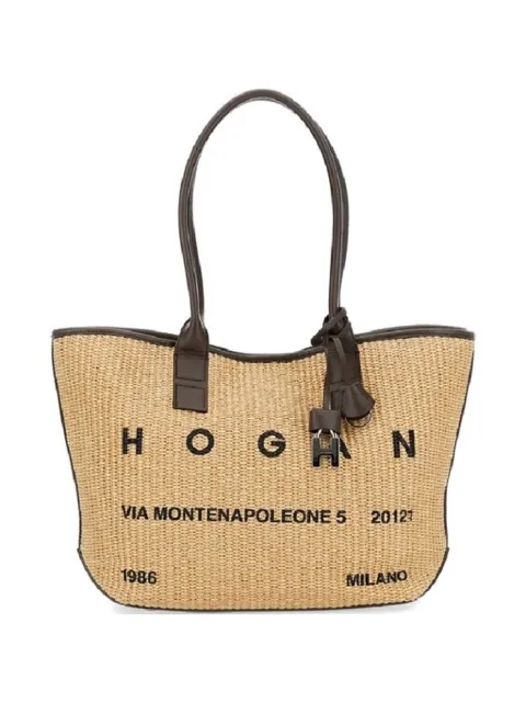 Hogan small logo-print woven tote bag