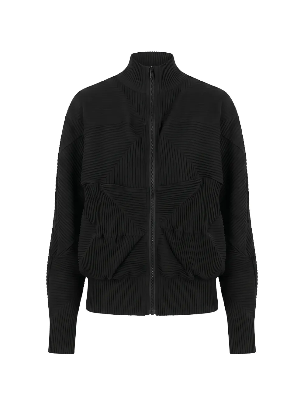 MeimeiJ pleated-texture zip-up sweatshirt - Nero