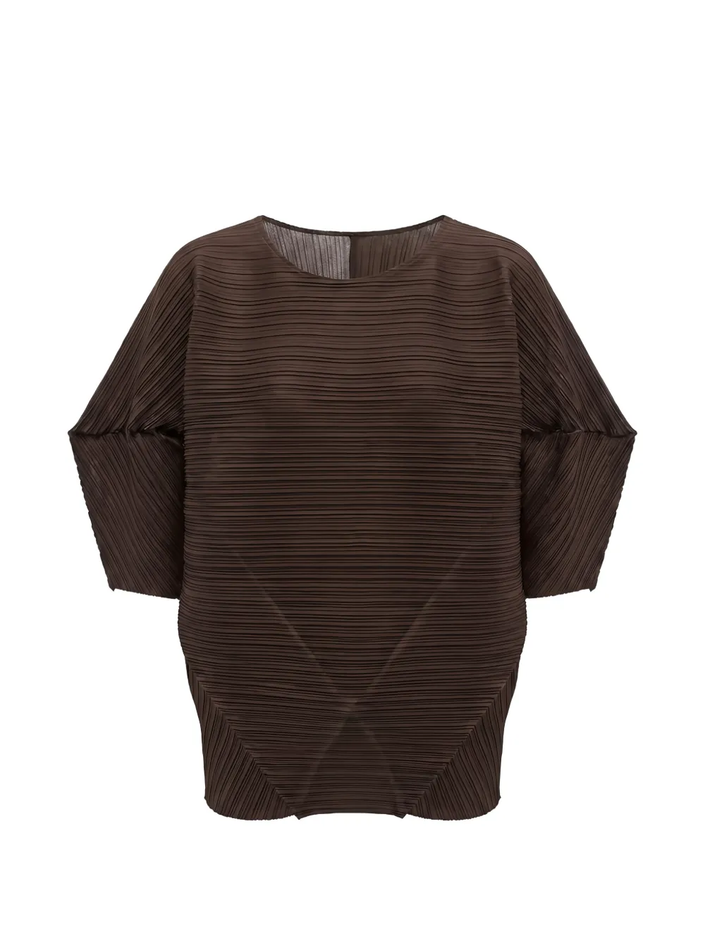 Meimeij Plissé-effect Batwing-sleeve Blouse In Brown