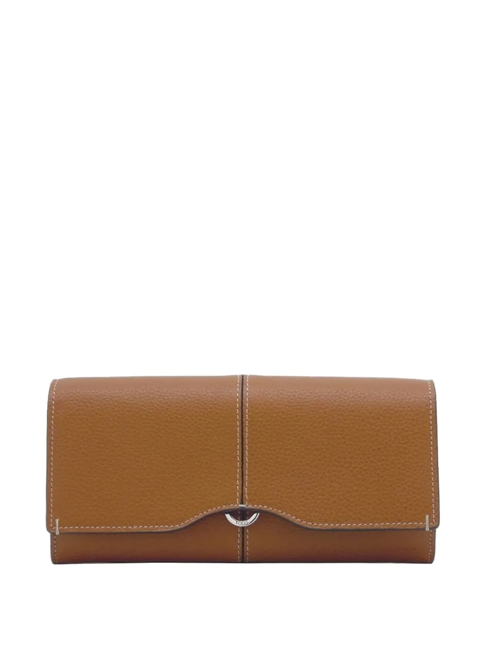 Tod's logo-plaque pebbled-leather wallet - Braun