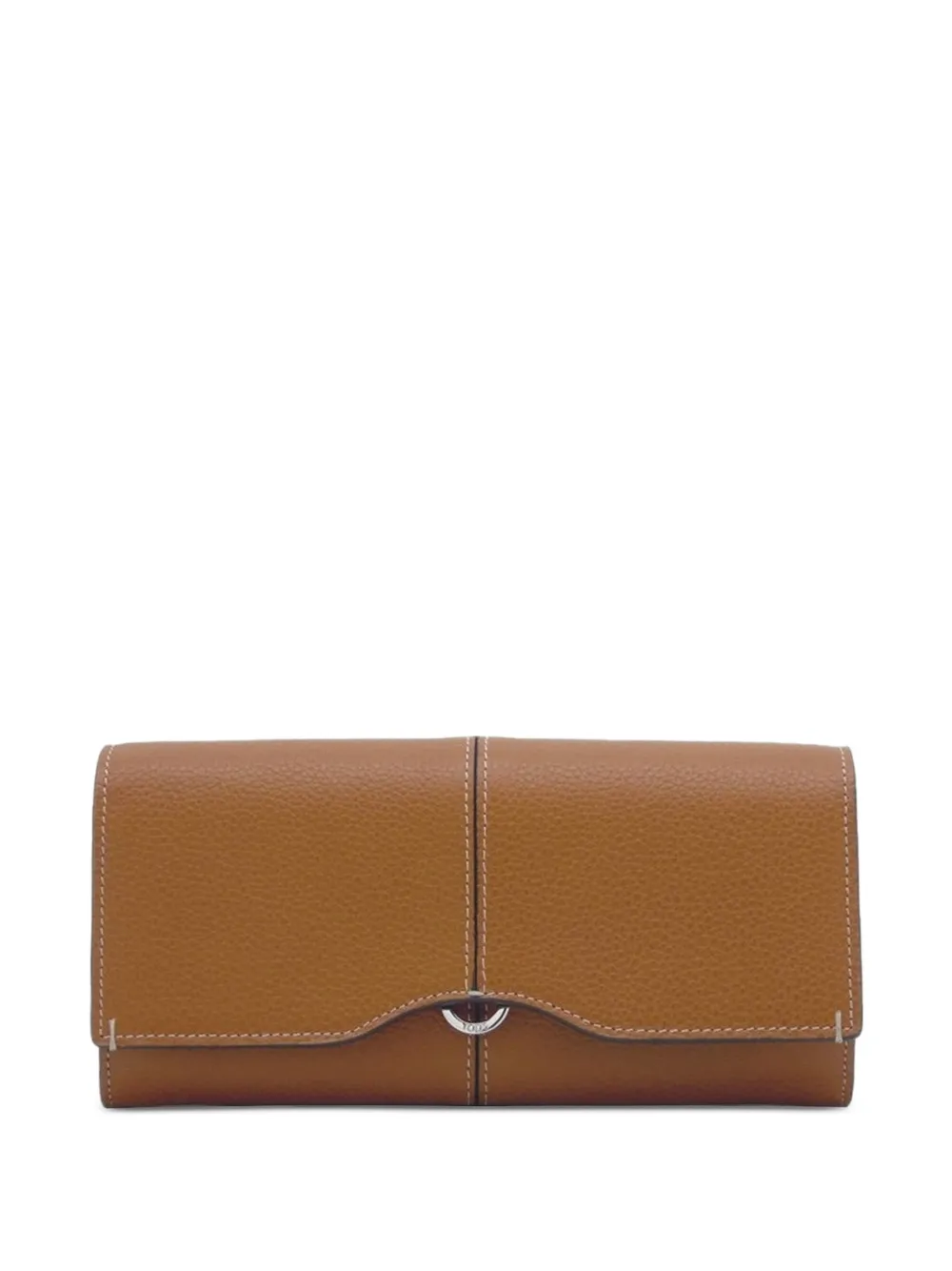 Tod's logo-plaque pebbled-leather wallet - Marrone