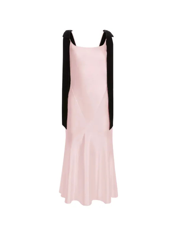 Nina Ricci Bow-detail Satin Midi Dress in Pink