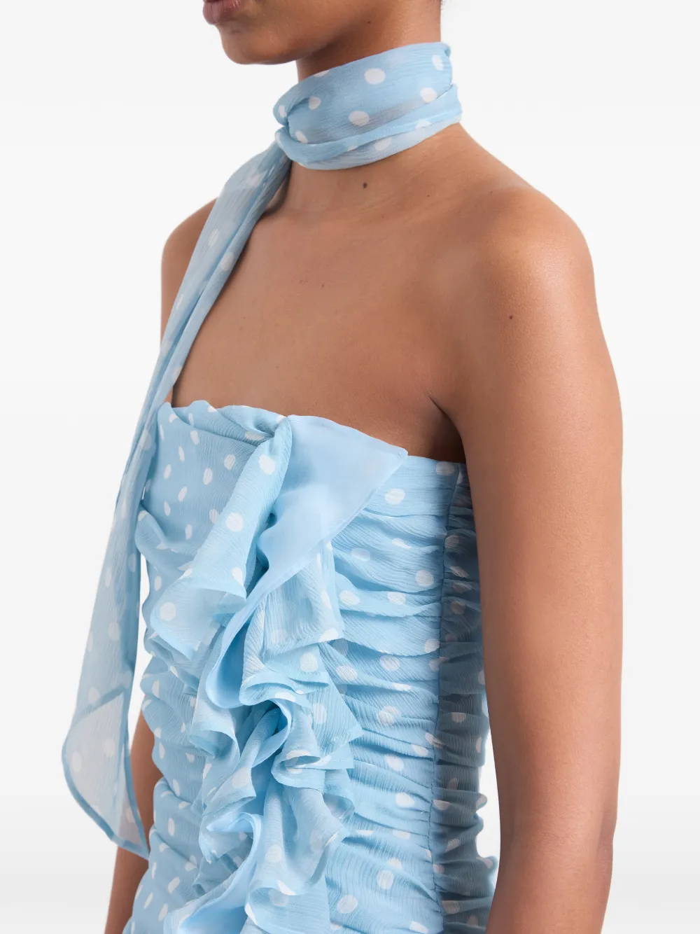 Nina Ricci Mini-jurk met stippen en ruches Blauw