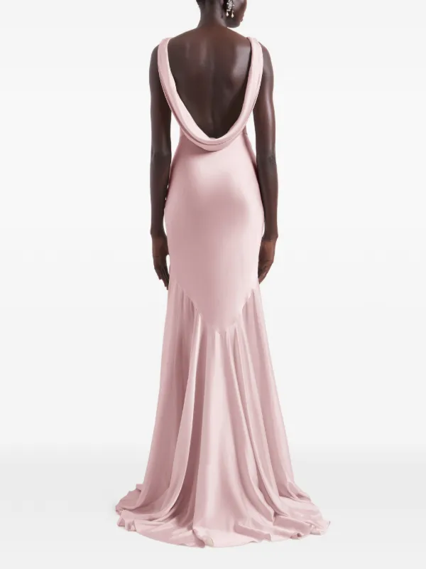 nina ricci satin finish maxi dress Nina Ricci Open-Back Maxi Dress - Pink - 20% Off