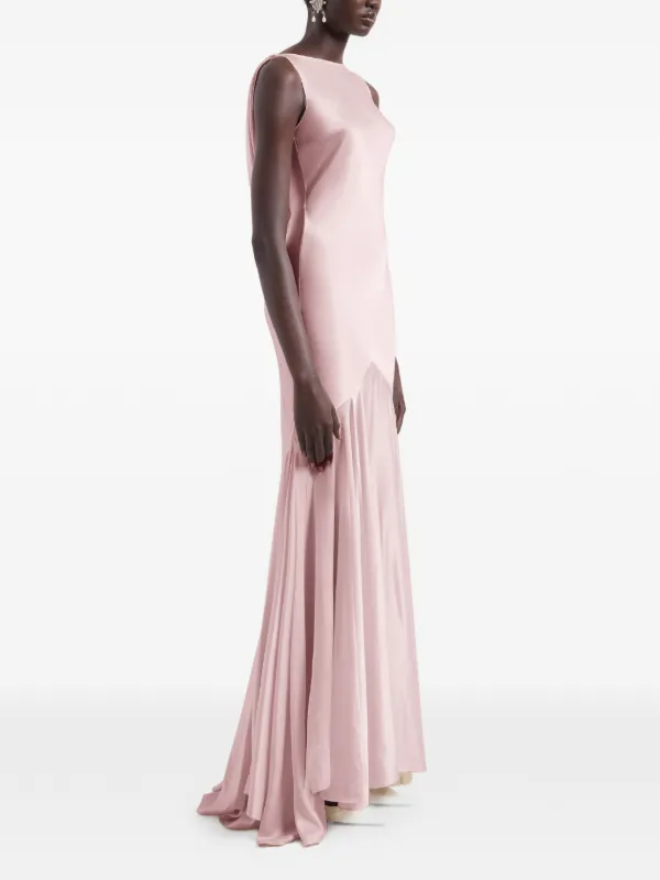 nina ricci satin-finish maxi dress Long Asymmetric Satin Dress in Black