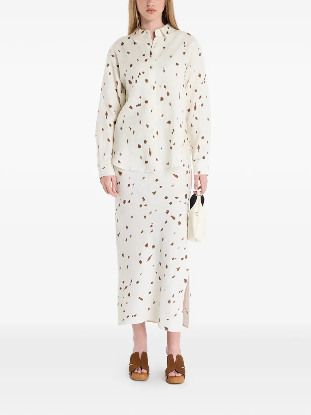 SAMSOE Overhemd met abstracte print Wit