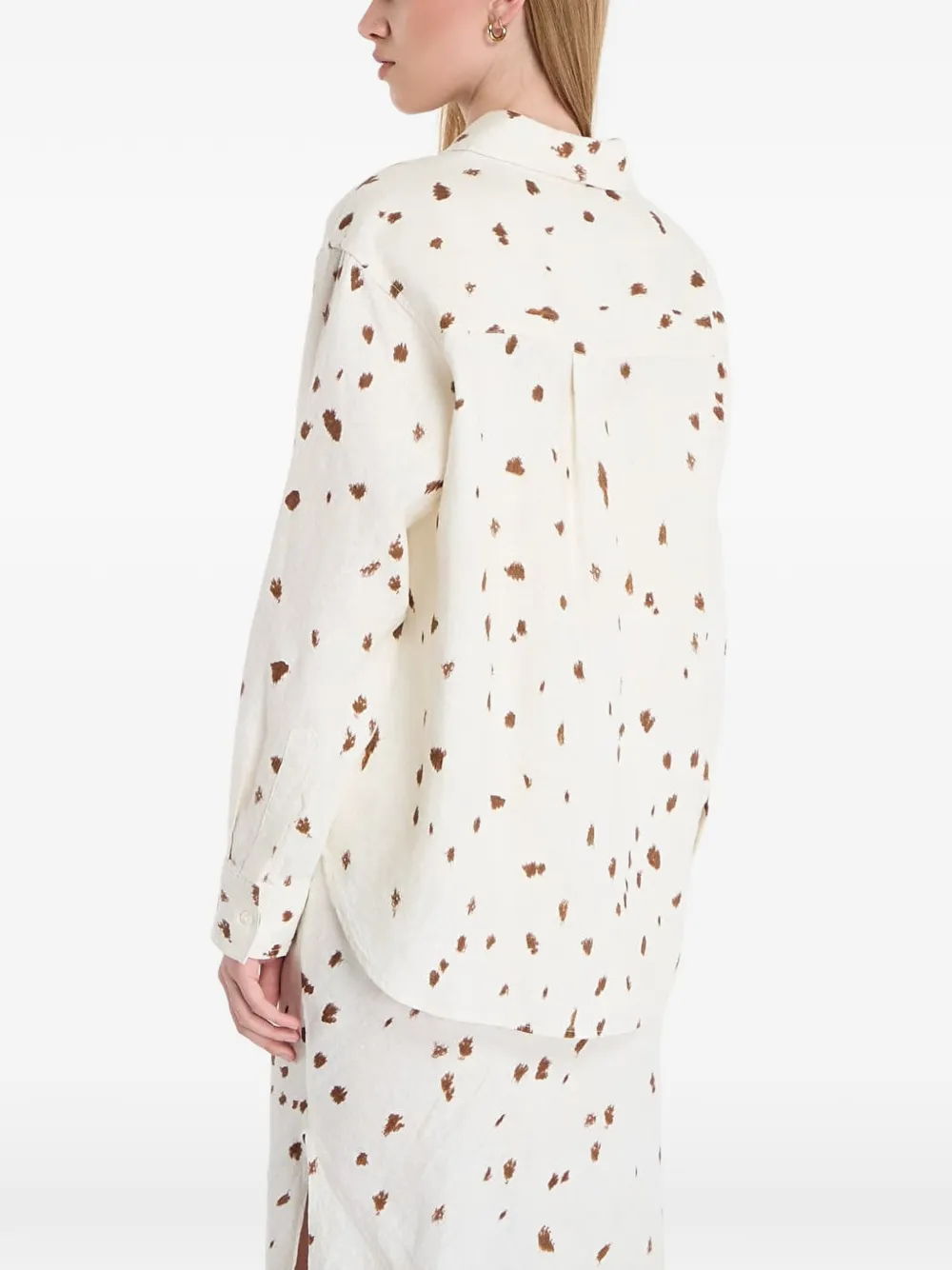 SAMSOE Overhemd met abstracte print Wit