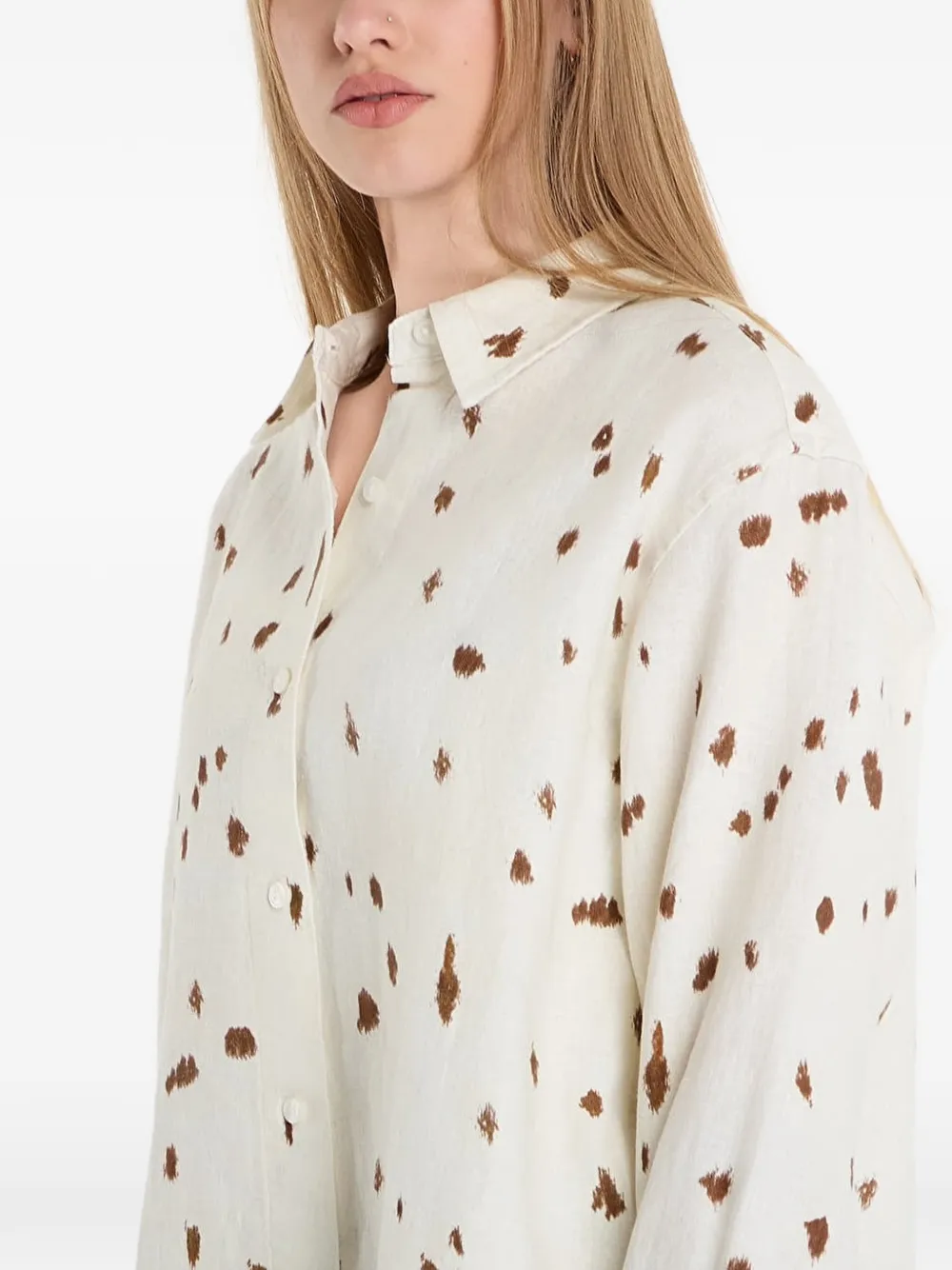 SAMSOE Overhemd met abstracte print Wit