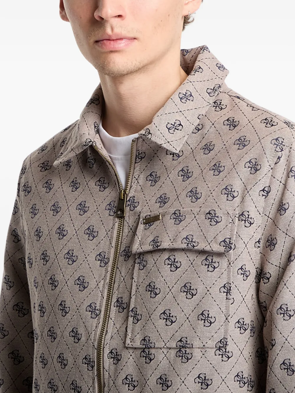 GUESS USA Shirtjack met logopatroon Beige