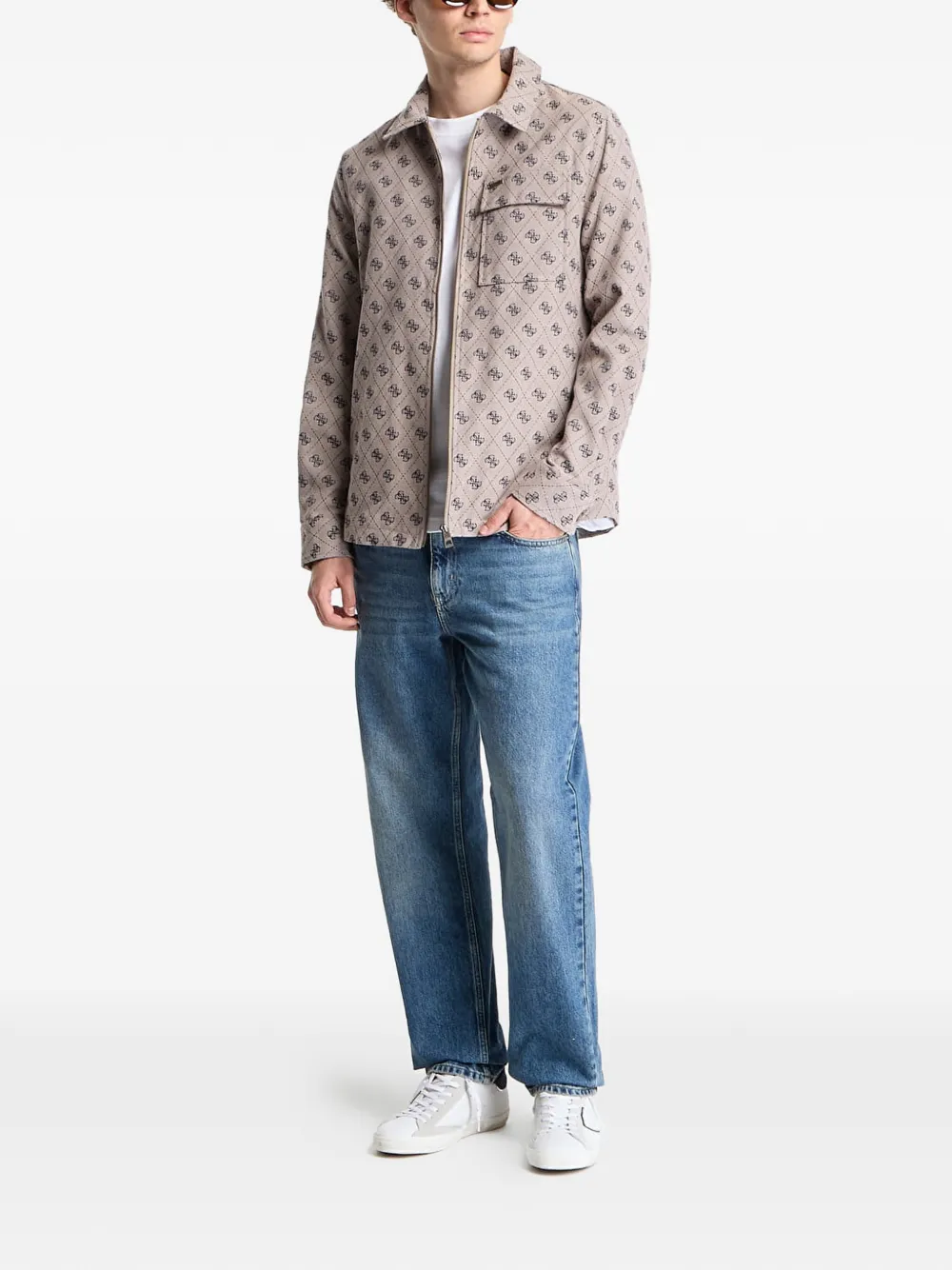 GUESS USA Shirtjack met logopatroon Beige