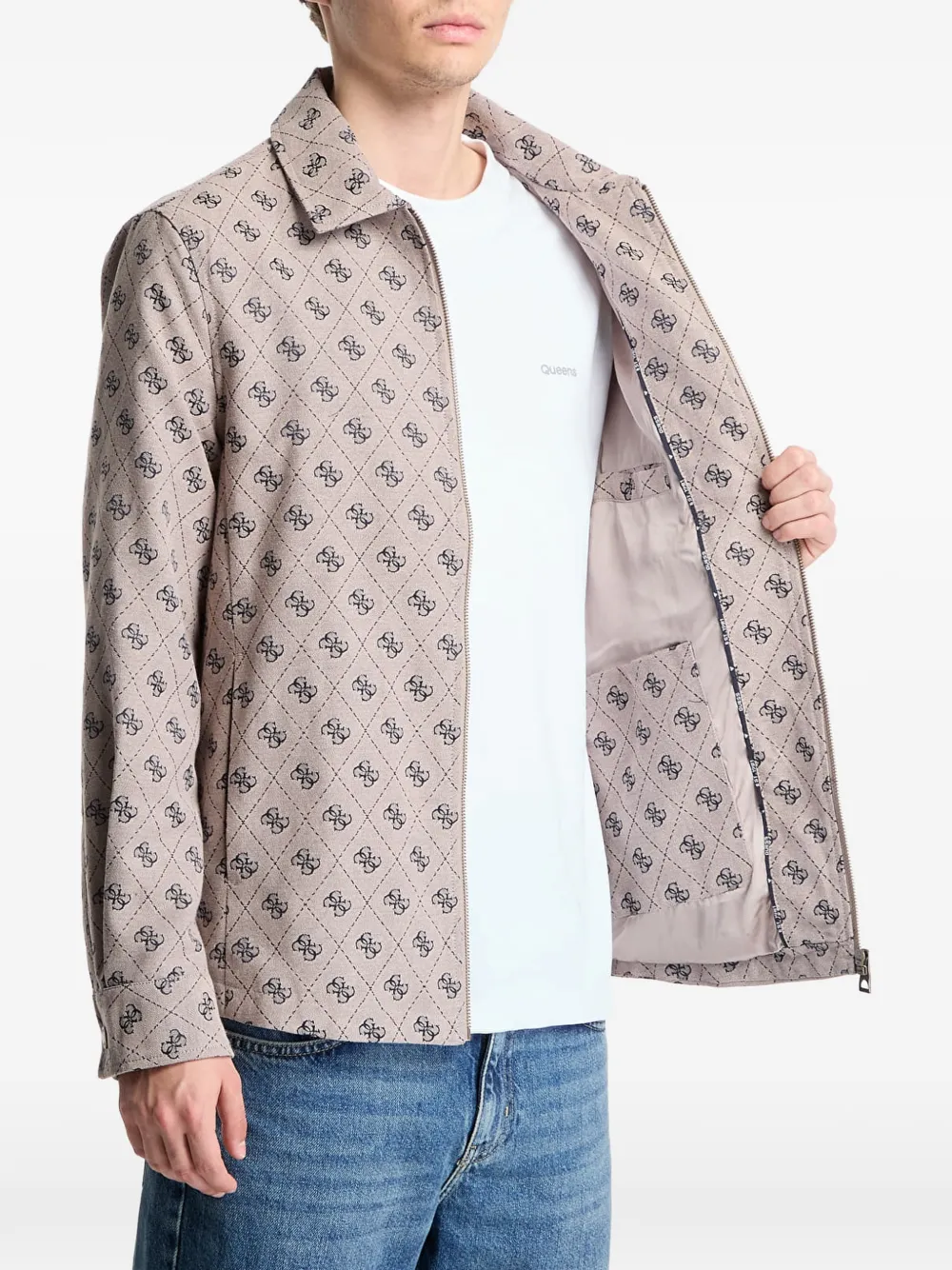 GUESS USA Shirtjack met logopatroon Beige