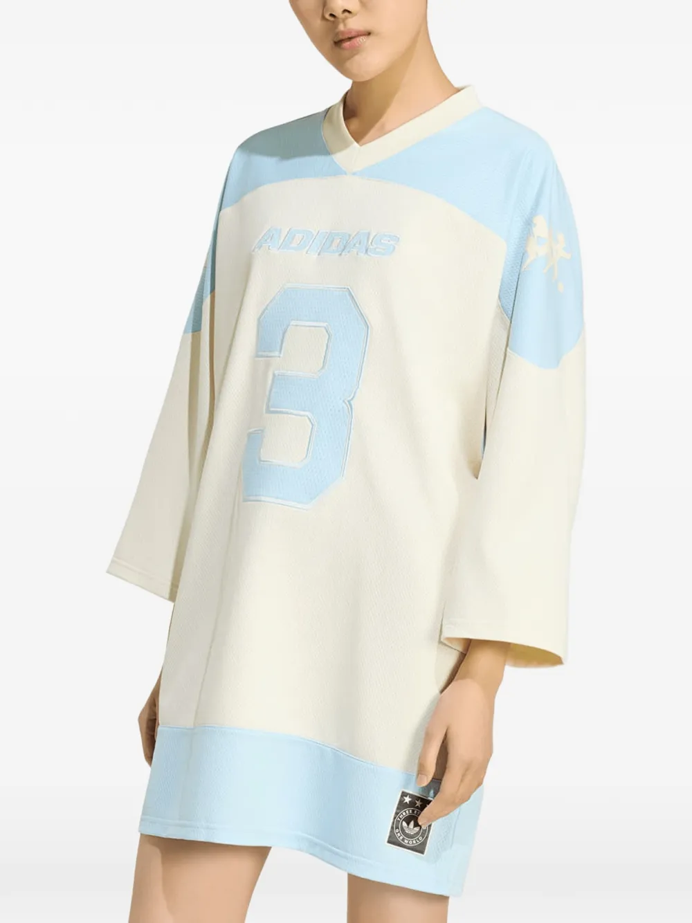 adidas logo-detail V-neck mini dress - Weiß