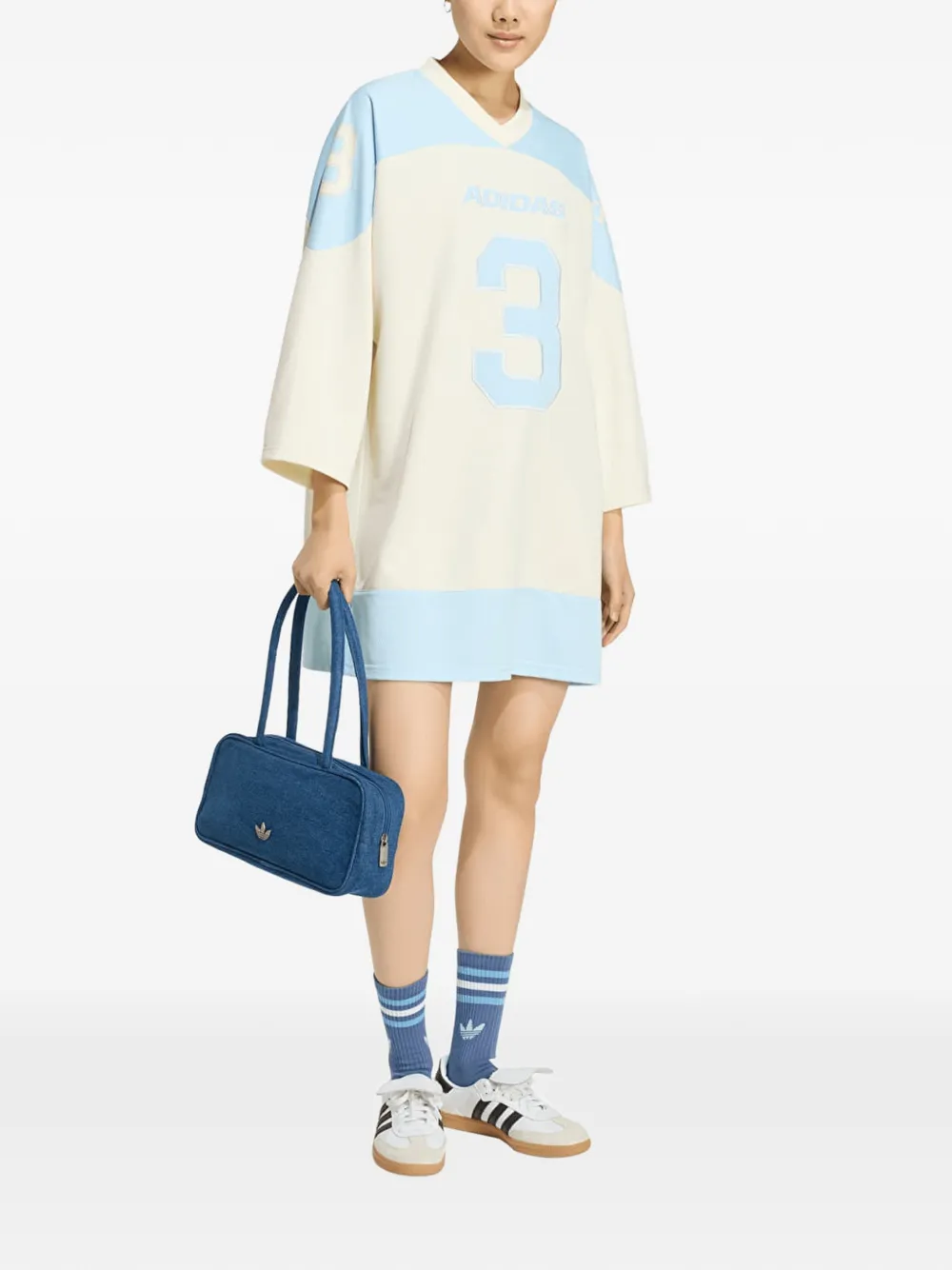 adidas mini-jurk met V-hals en logodetail Wit