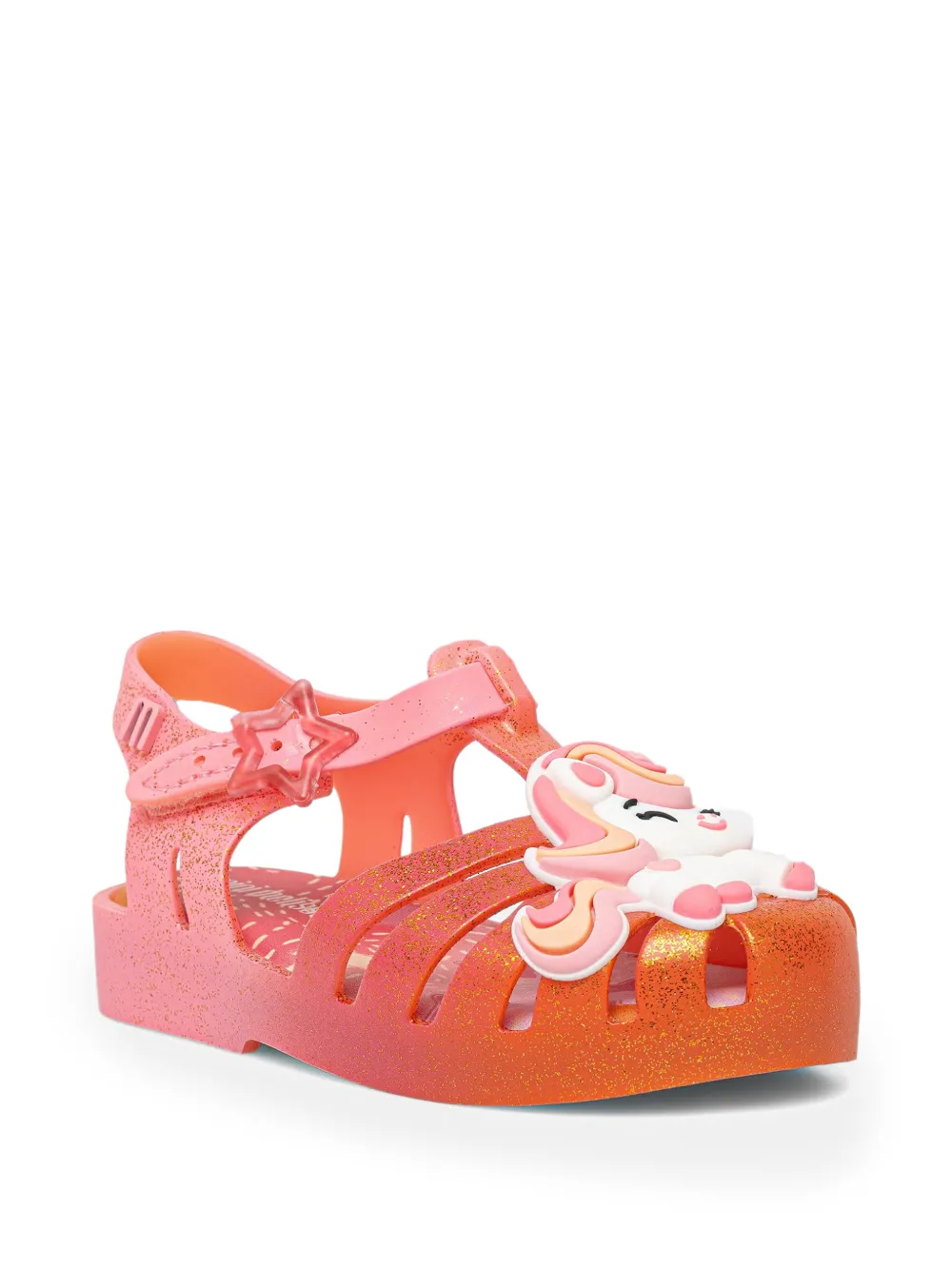 Mini Melissa Sandali Possession Uni con effetto glitter e motivo unicorno - Arancione