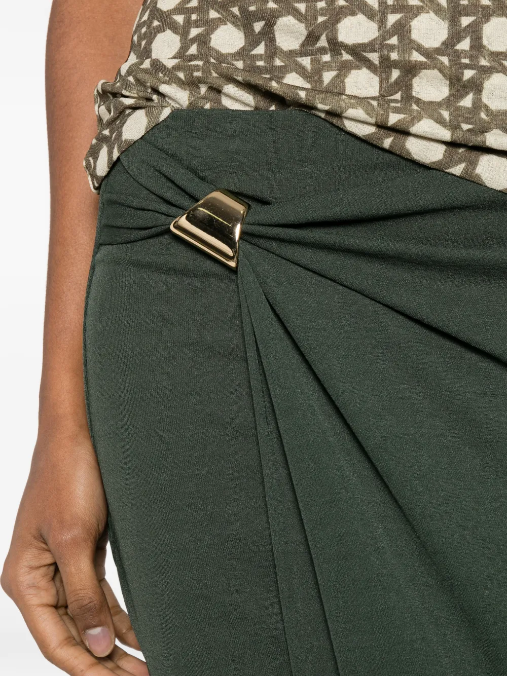 Nanushka Tozi gedrapeerde maxi-rok met hardware-detail Groen