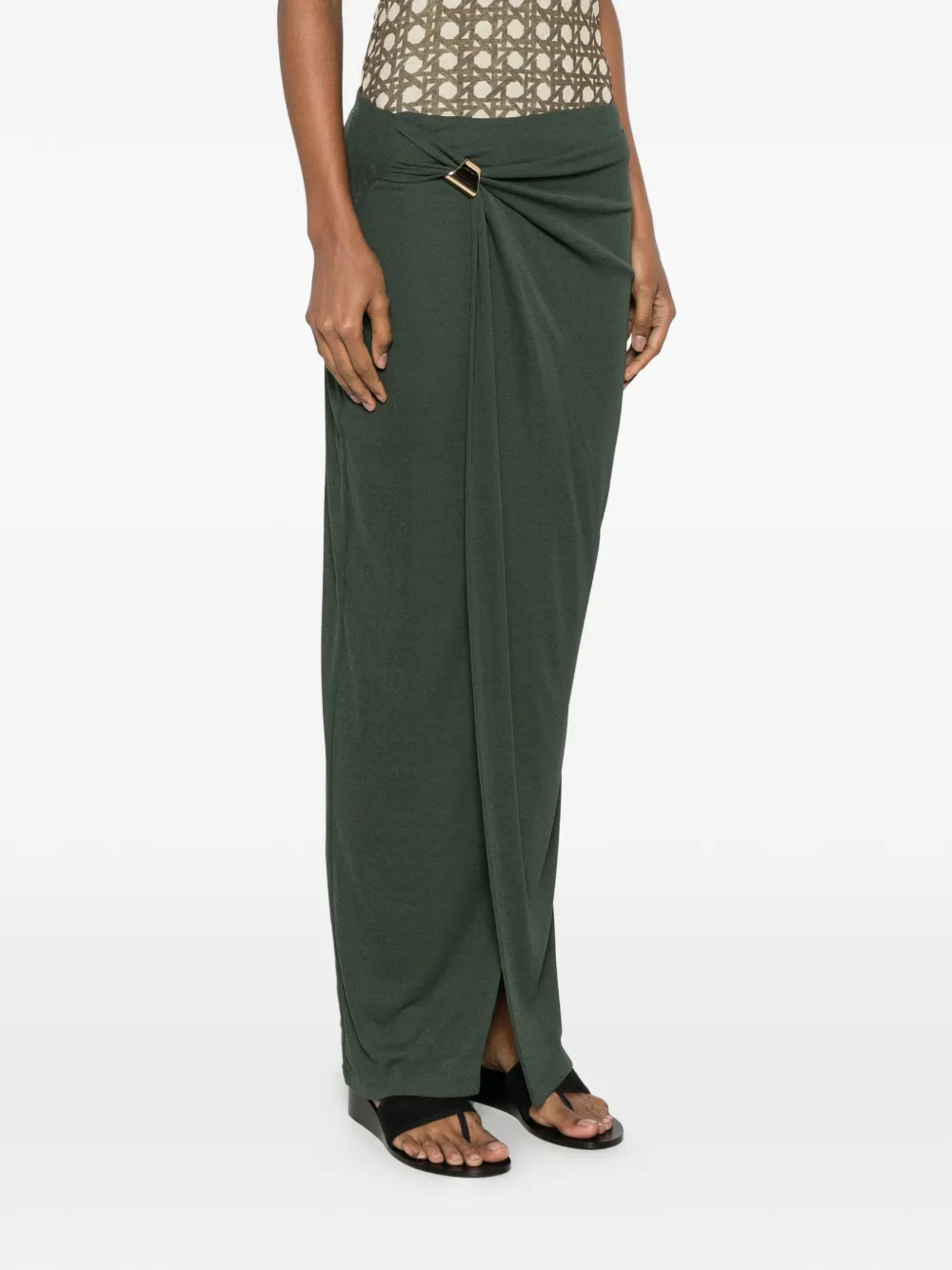 Nanushka Tozi gedrapeerde maxi-rok met hardware-detail Groen