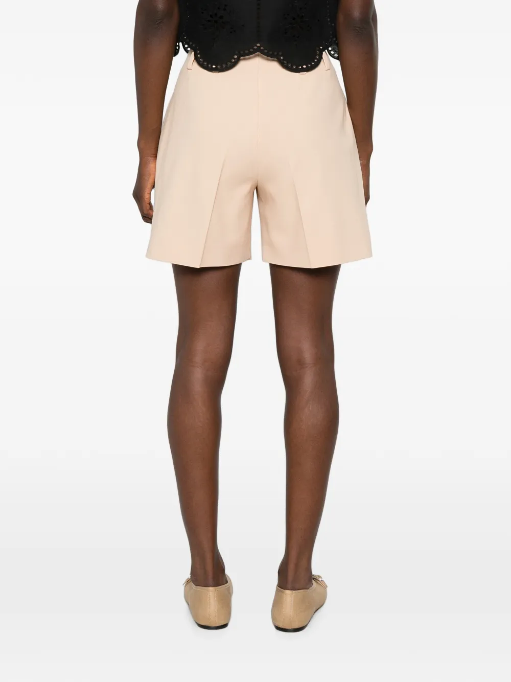 Ermanno Scervino Geplooide shorts met riemlussen Beige