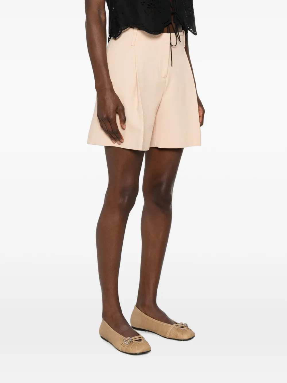 Ermanno Scervino Geplooide shorts met riemlussen Beige