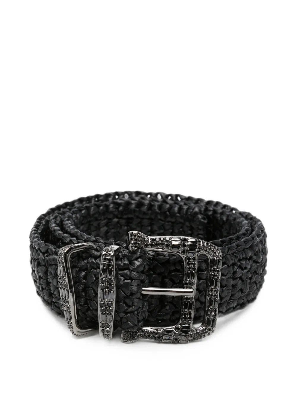 Ermanno Scervino crystal-embellished woven belt - Nero