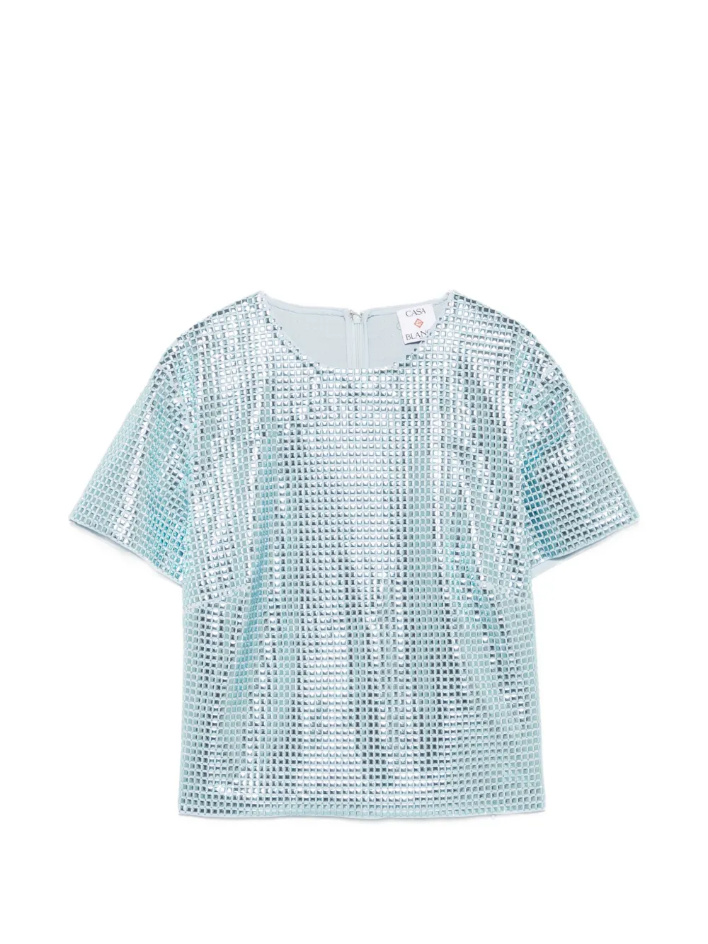 Casablanca embellished short-sleeve top - Blu
