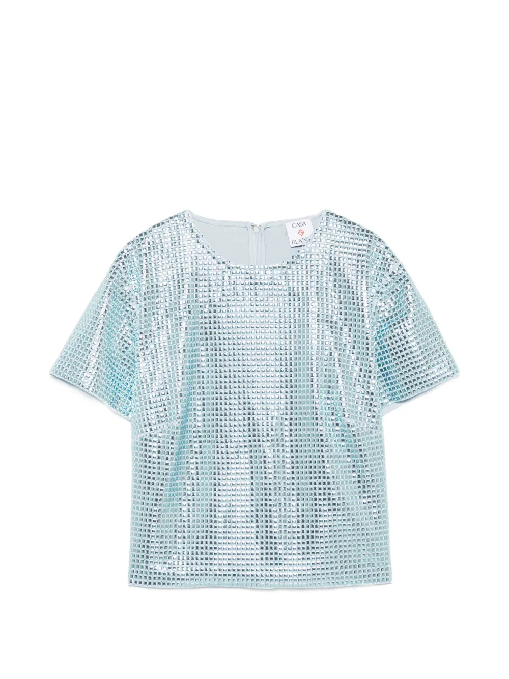 Casablanca embellished short-sleeve top - Blu