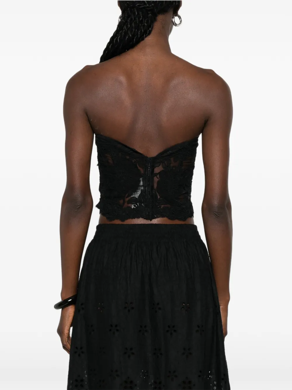 Ermanno Scervino Strapless top met geborduurd kant Zwart