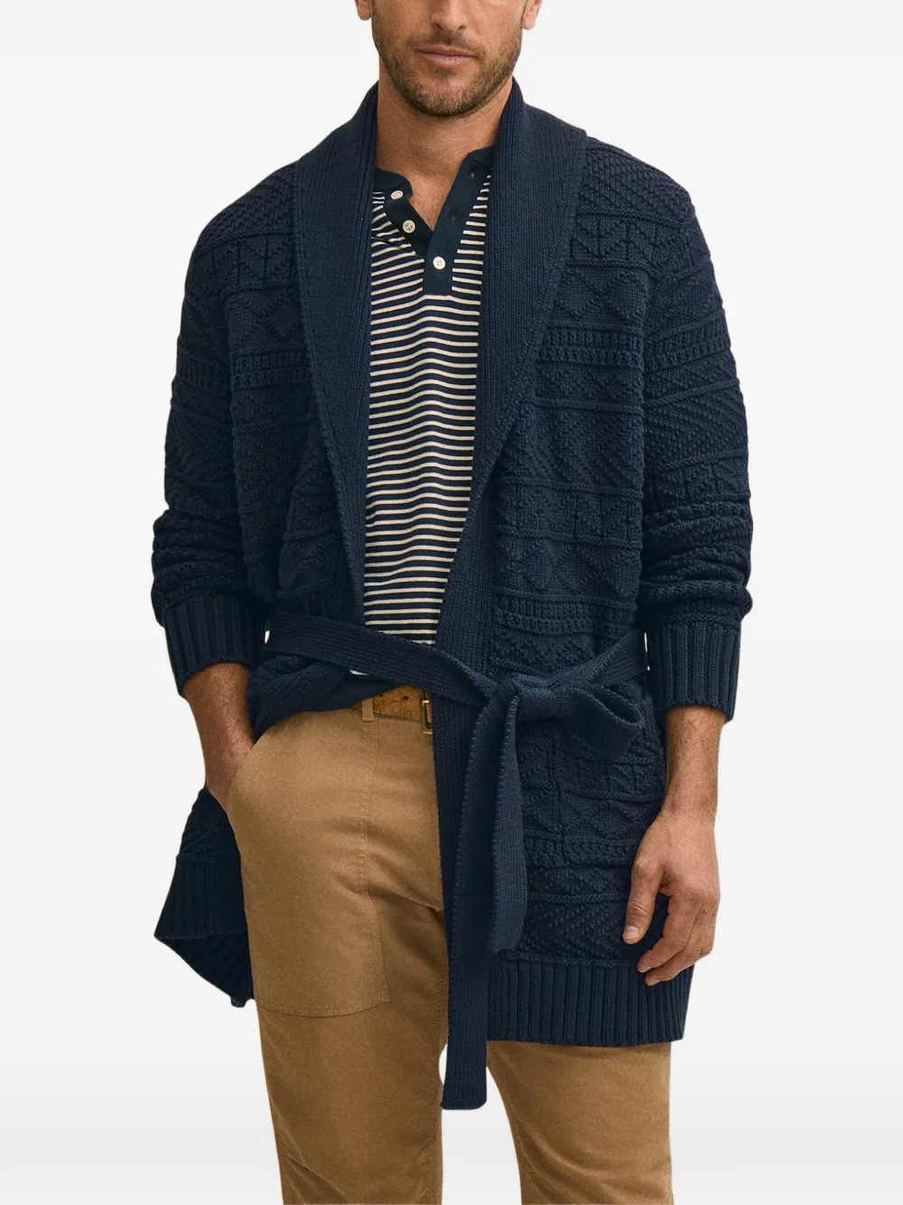Brooks Brothers textured wrap-style cardigan - Blu