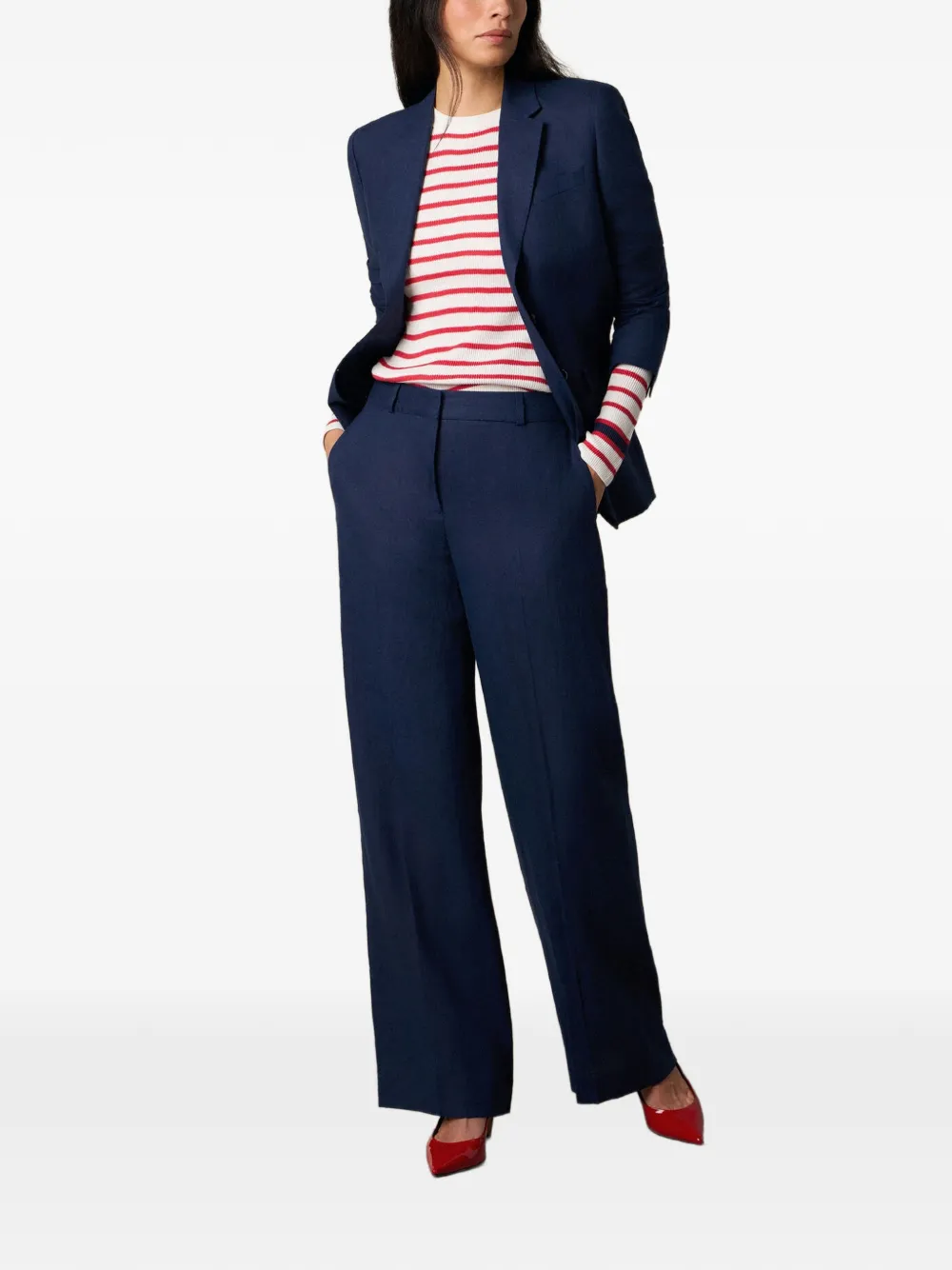 Brooks Brothers Pantalon met wijde pijpen Blauw