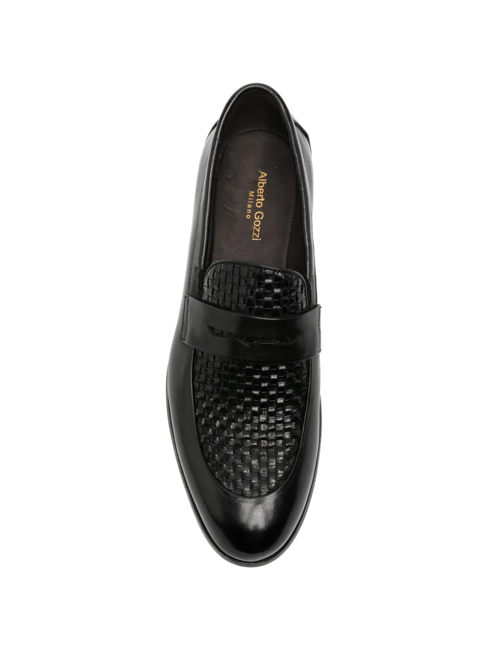 Alberto Gozzi woven-panel penny loafers Zwart