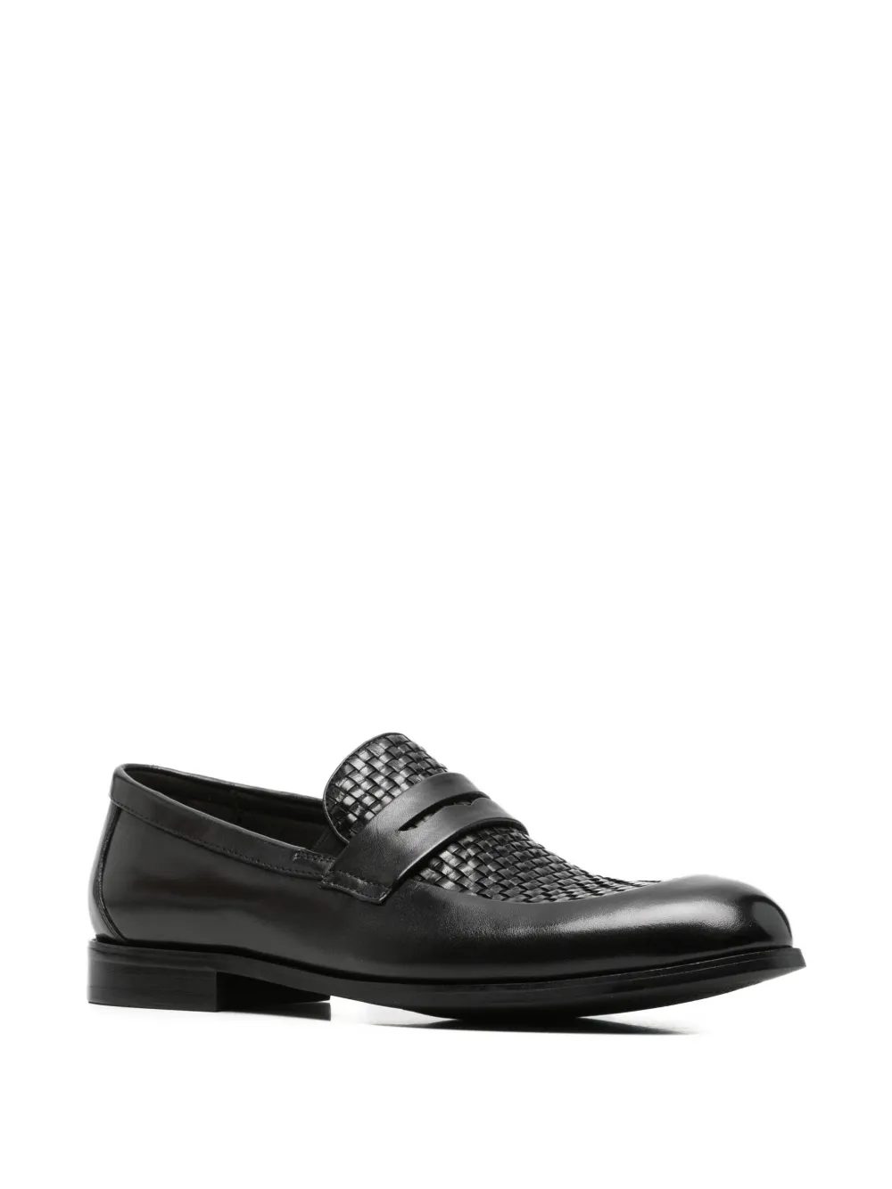Alberto Gozzi woven-panel penny loafers Zwart