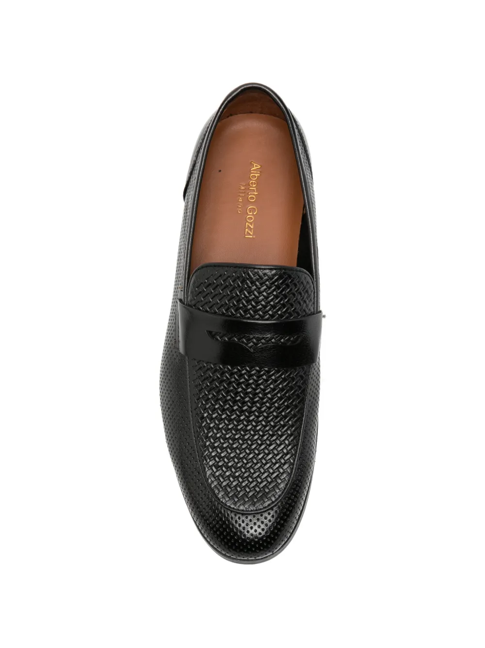 Alberto Gozzi perforated woven-effect loafers Zwart