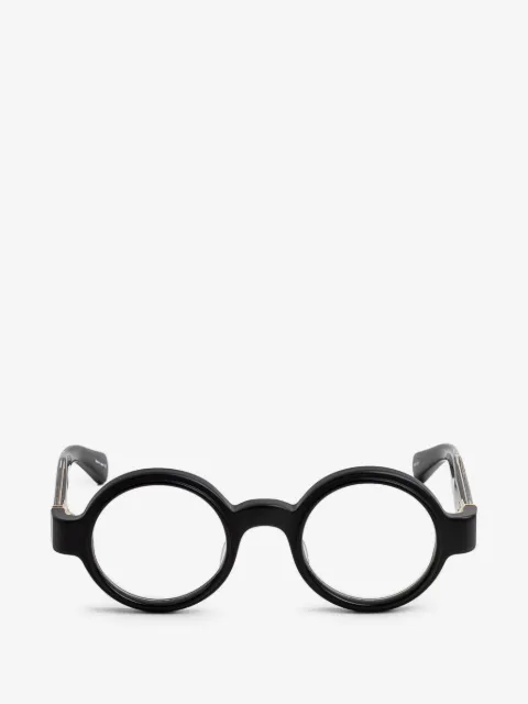 Matsuda engraved-arm round-frame glasses