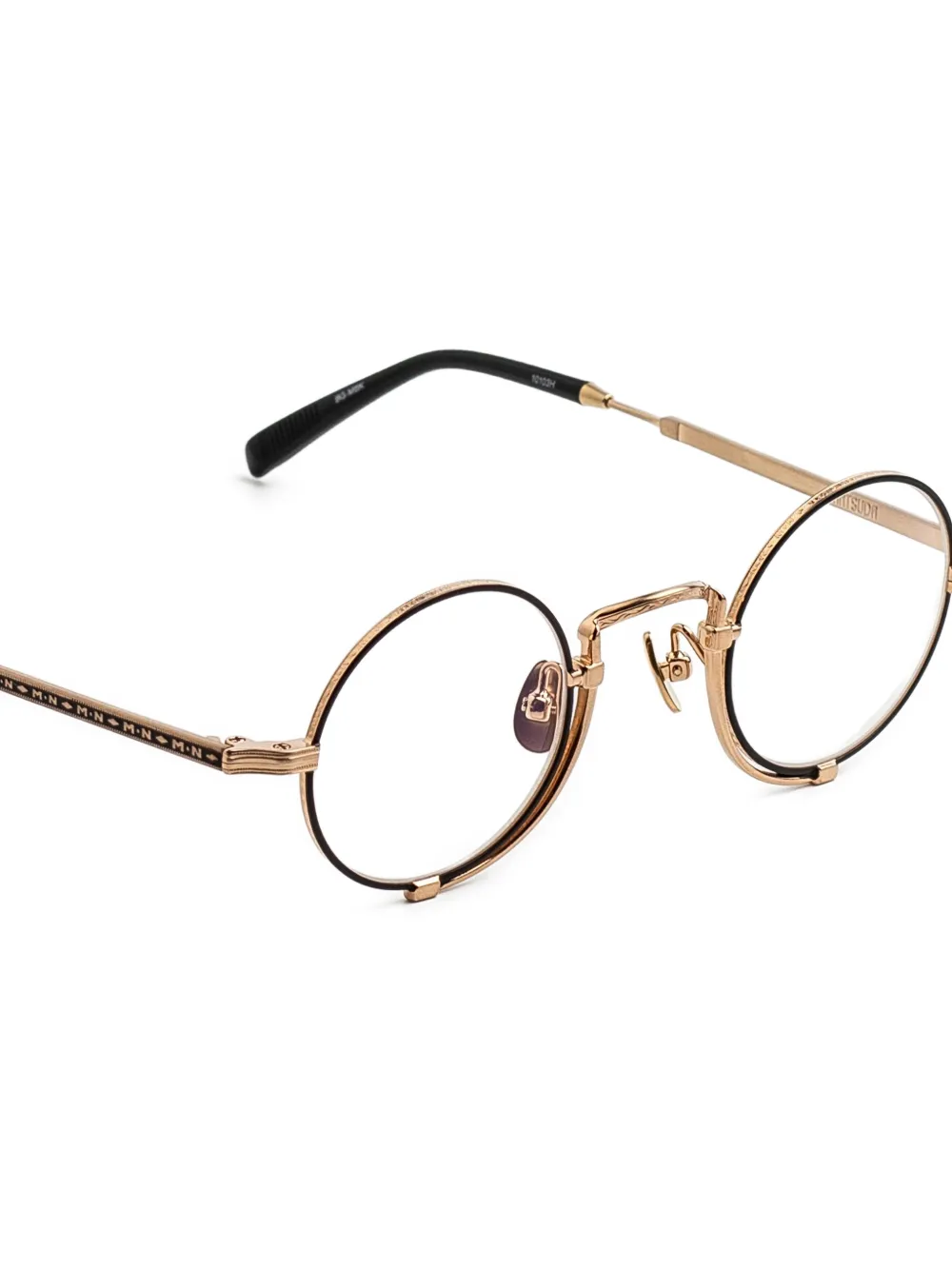 Matsuda Bril met rond montuur en gravering Goud