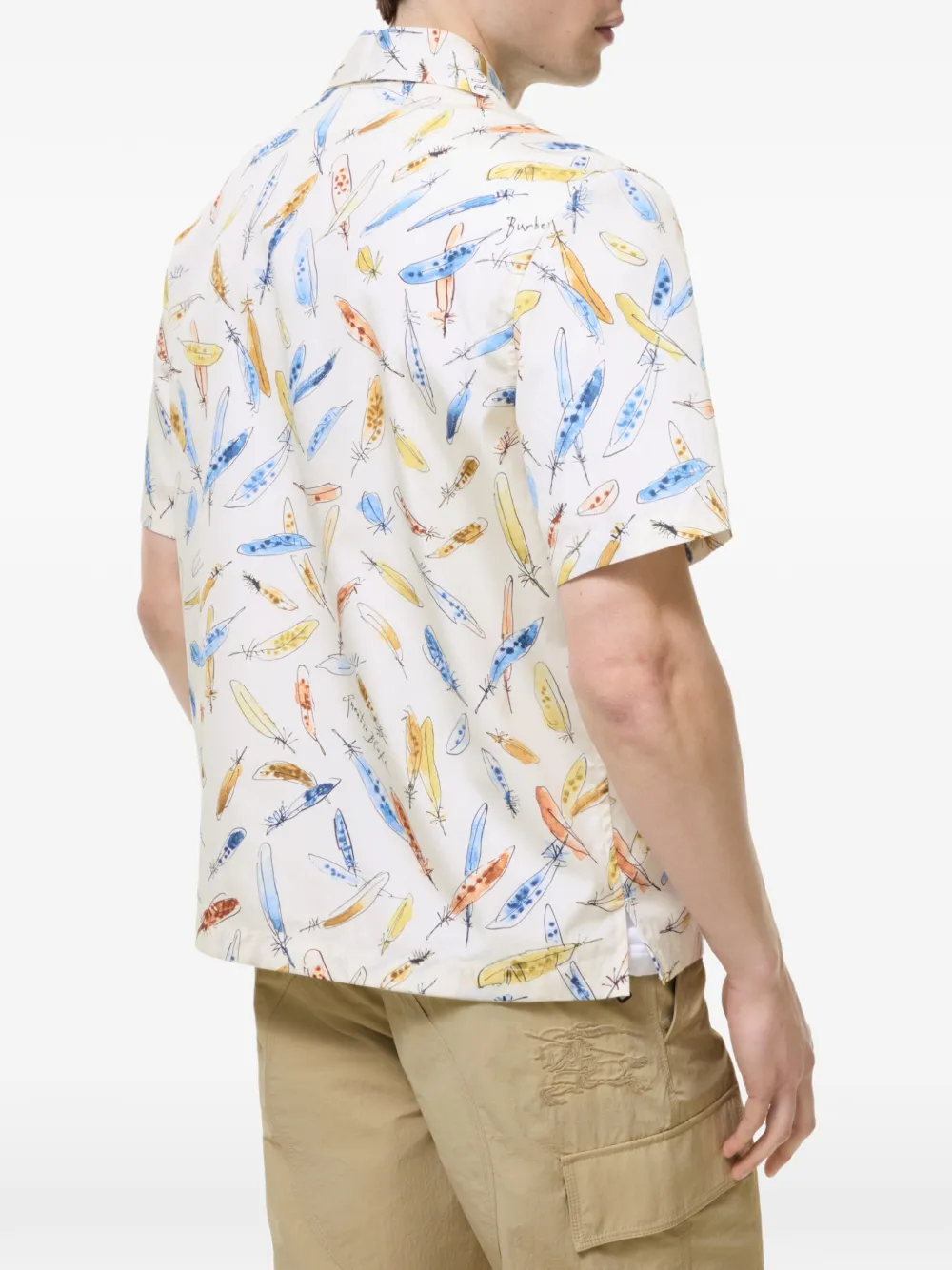 Burberry Katoenen overhemd met relaxe pasvorm en veerprint Beige