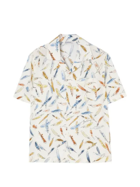 Burberry relaxed fit feather print cotton shirt
