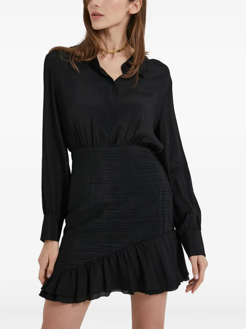 Miss Sixty shirred ruffled mini dress - Nero