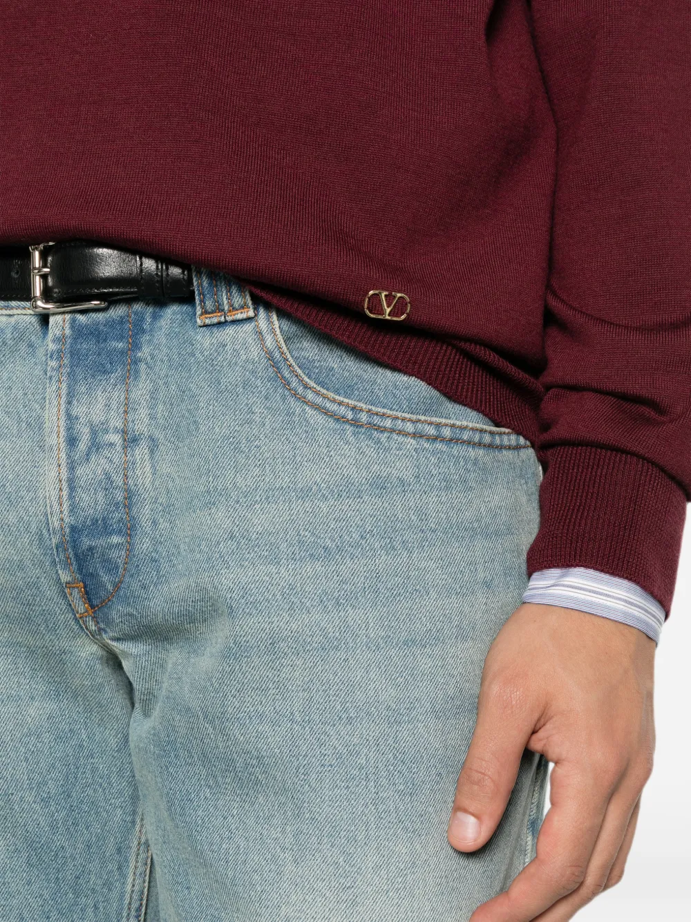 Valentino Garavani Trui met V-hals en logoplakkaat Rood