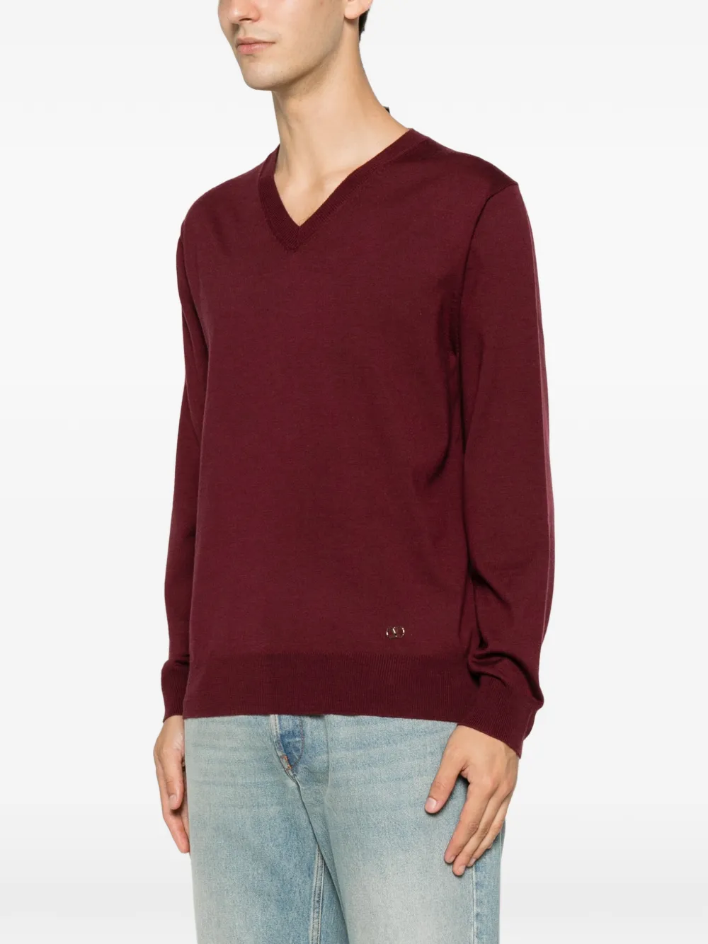 Valentino Garavani Trui met V-hals en logoplakkaat Rood