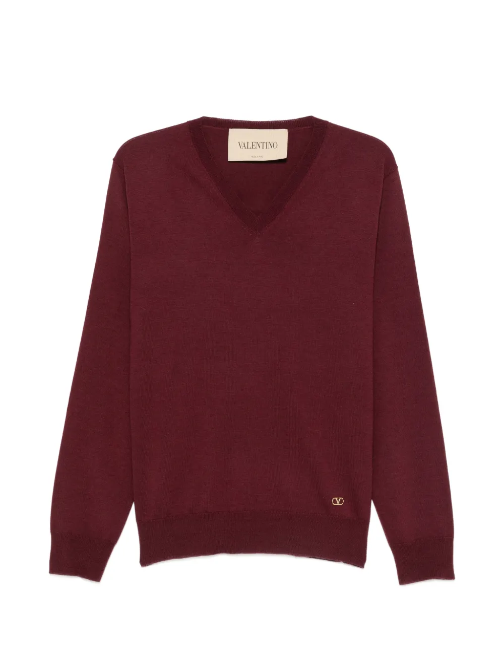Valentino Garavani V-neck logo-plaque sweater - Rot
