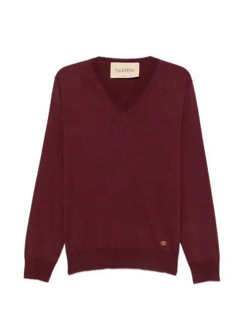 Valentino Garavani V-neck logo-plaque sweater